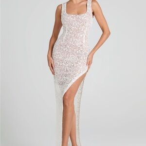 NADINE MERABI White Asymmetrical Dress
